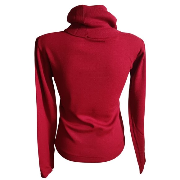 Women's Large Turtleneck Sweater Vintage 70's Red Long Sleeve Sheridan Creations - Picture 6 of 6